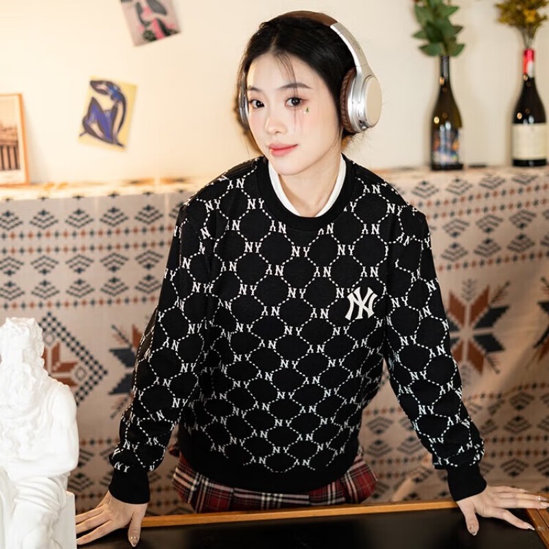 Áo Sweater Chính Hãng -  MLB Sweatshirts Jacquard Dia Monogram New York Black - 3AMTM0141-50BKS