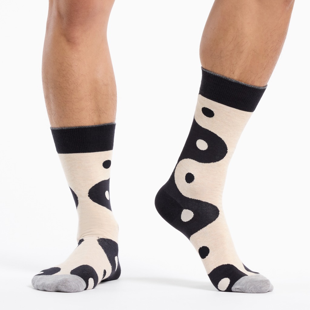 Tất Hot Sox Men's Yin Yang Crew 'Begie' (5 đôi/pack) - HSM10269I