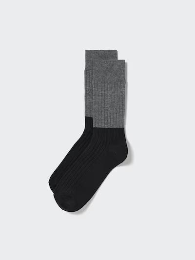 Phụ Kiện Chính Hãng - Tất Uniqlo Heattech Color Block Socks 'Xám Đen' (5 đôi/pack ) - TUQ-006