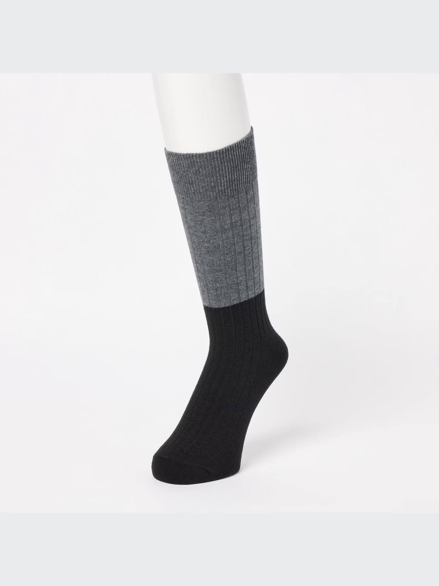 Phụ Kiện Chính Hãng - Tất Uniqlo Heattech Color Block Socks 'Xám Đen' (5 đôi/pack ) - TUQ-006