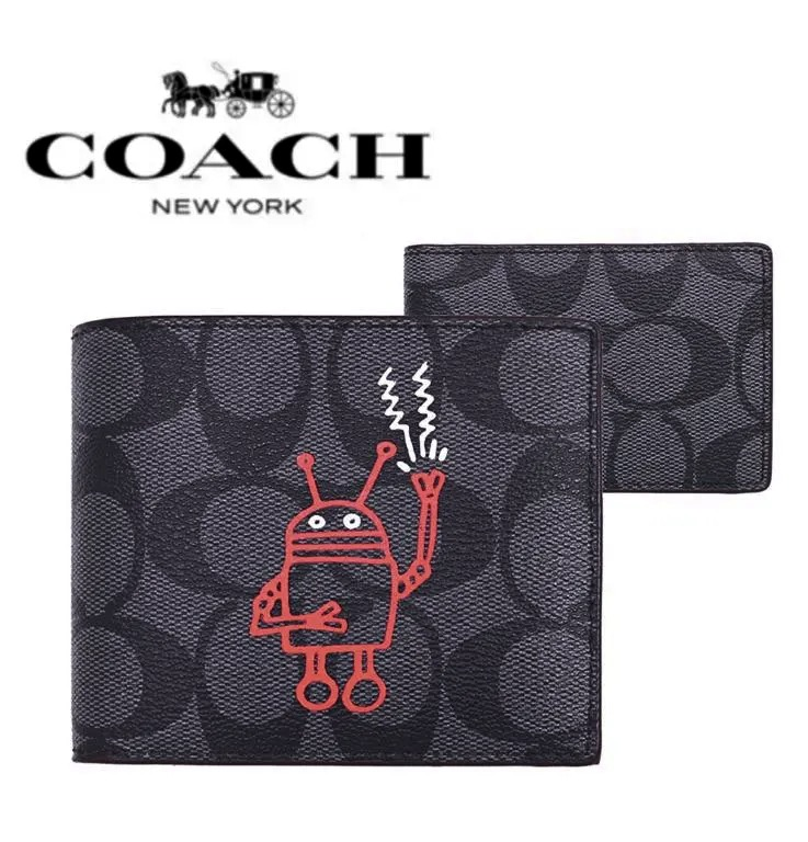 Phụ Kiện Chính Hãng - Sét Ví & Card Holder Coach 2in1 Robot 'Black' - VC28