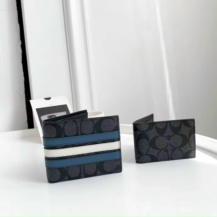 Phụ Kiện Chính Hãng - Ví Coach 3 In 1 Wallet In Signature Canvas With Varsity Stripe 'Black' - VC35