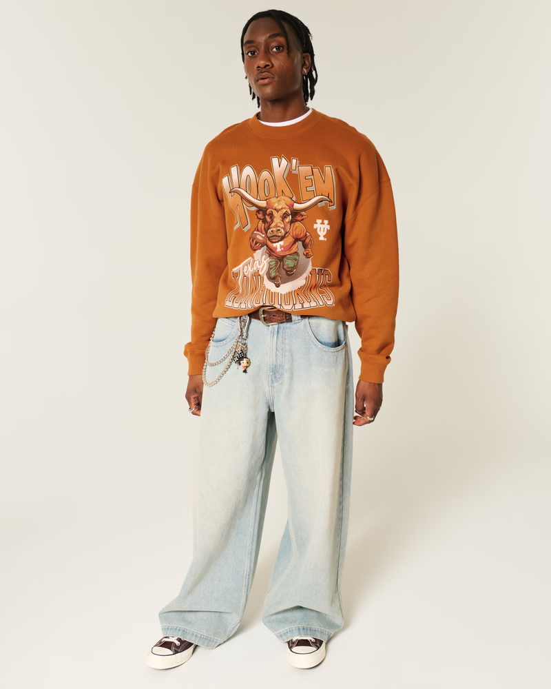 Áo Sweater Chính Hãng - Áo Hollister Men's University of Texas at Austin Longhorns Graphic Crew Sweatshirt 