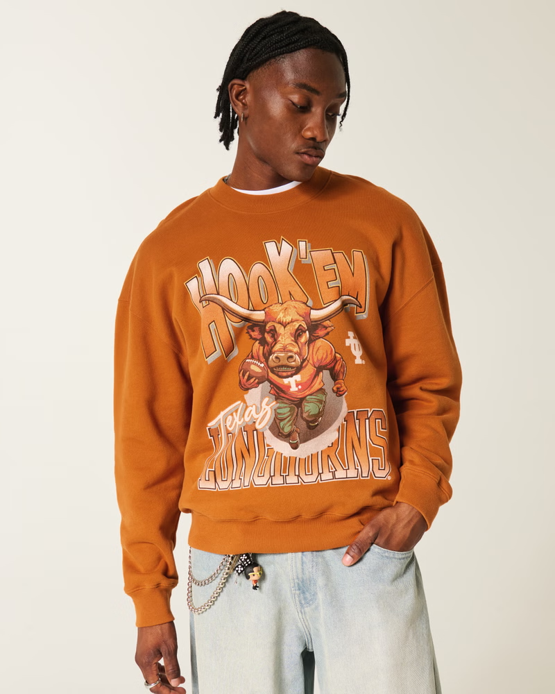 Áo Sweater Chính Hãng - Áo Hollister Men's University of Texas at Austin Longhorns Graphic Crew Sweatshirt 