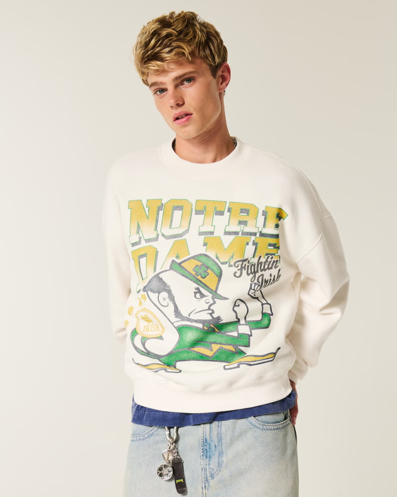 Áo Sweater Chính Hãng - Hollister Men's Boxy University of Nebraska Cornhuskers Graphic Crew Sweatshirt 