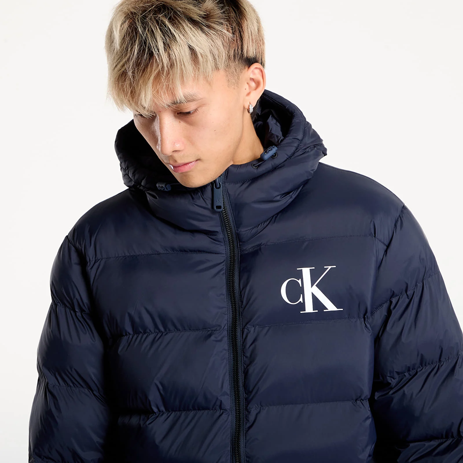 Áo Khoác Phao Chính Hãng - Calvin Klein Jeans Monologo Puffer Jacket In Beige 