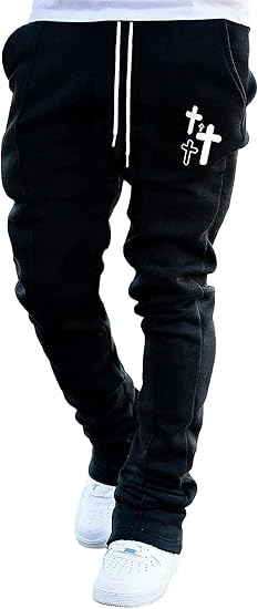Quần Dài Chính Hãng - GORGLITTER Men's Cross Graphic Stacked Sweatpants Drawstring Waist Casual Jogger Pants 