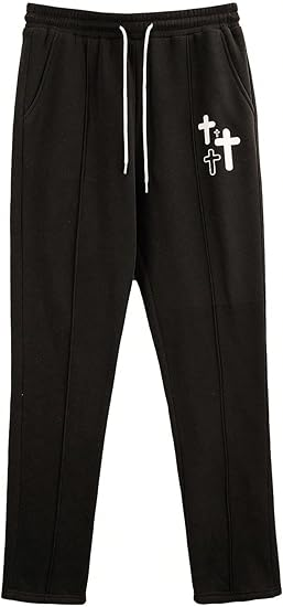 Quần Dài Chính Hãng - GORGLITTER Men's Cross Graphic Stacked Sweatpants Drawstring Waist Casual Jogger Pants 