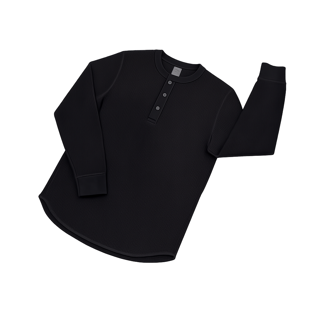 Áo Sweater Chính Hãng - Uniqlo Men's Waffle Henley Neck Long Sleeve Shirt 