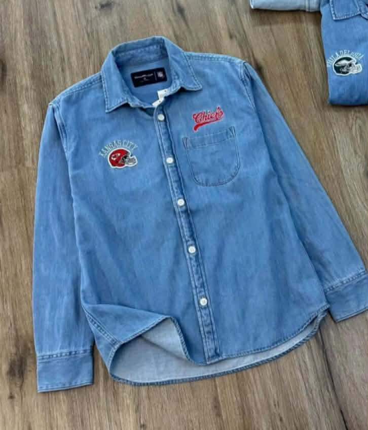 Áo Sơ Mi Chính Hãng - Men's Abercrombie & Fitch Blue Denim Long Sleeve Button-Up Shirt - AFD2047802