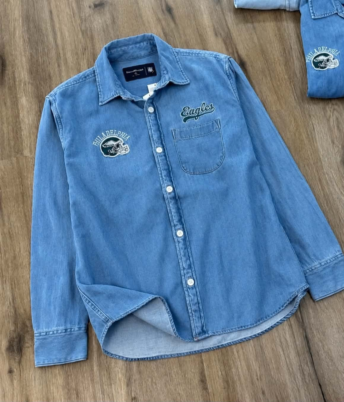 Áo Sơ Mi Chính Hãng - Men's Abercrombie & Fitch Blue Denim Long Sleeve Button-Up Shirt - AFD2047803