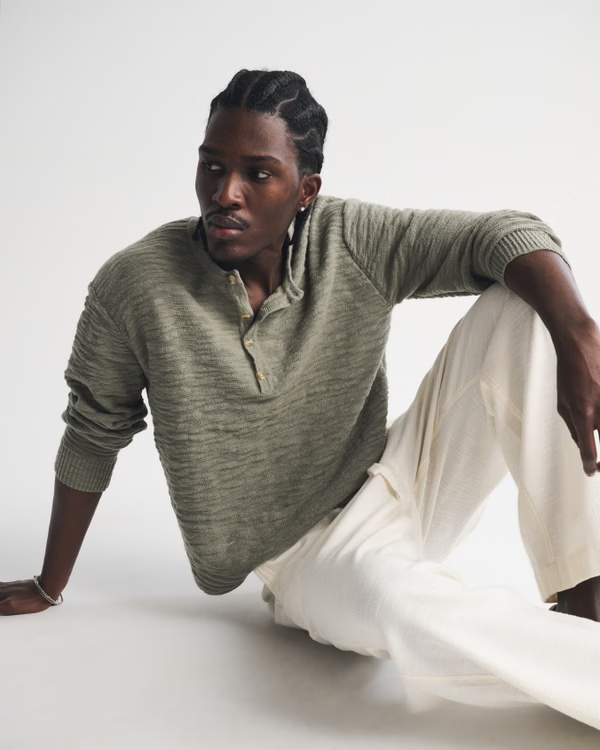 Áo Sweater Chính Hãng - Abercrombie & Fitch Cotton Knit Henley 