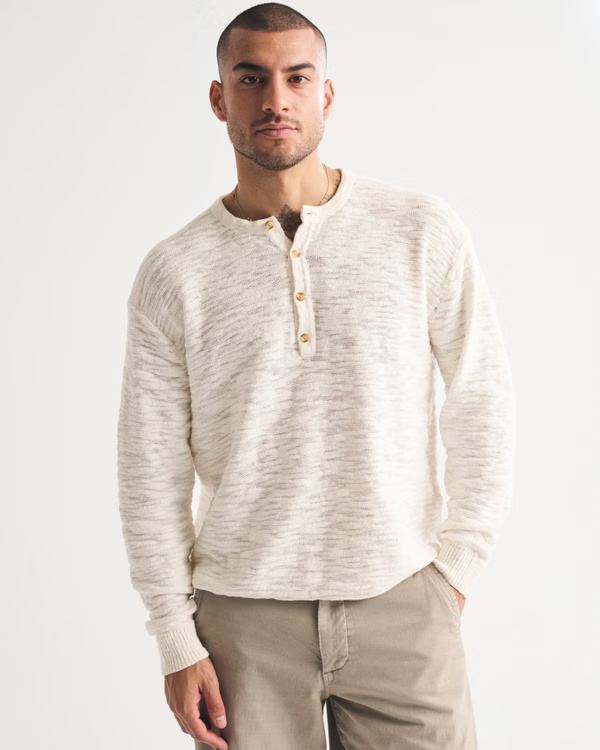 Áo Sweater Chính Hãng - Abercrombie & Fitch Cotton Knit Henley 
