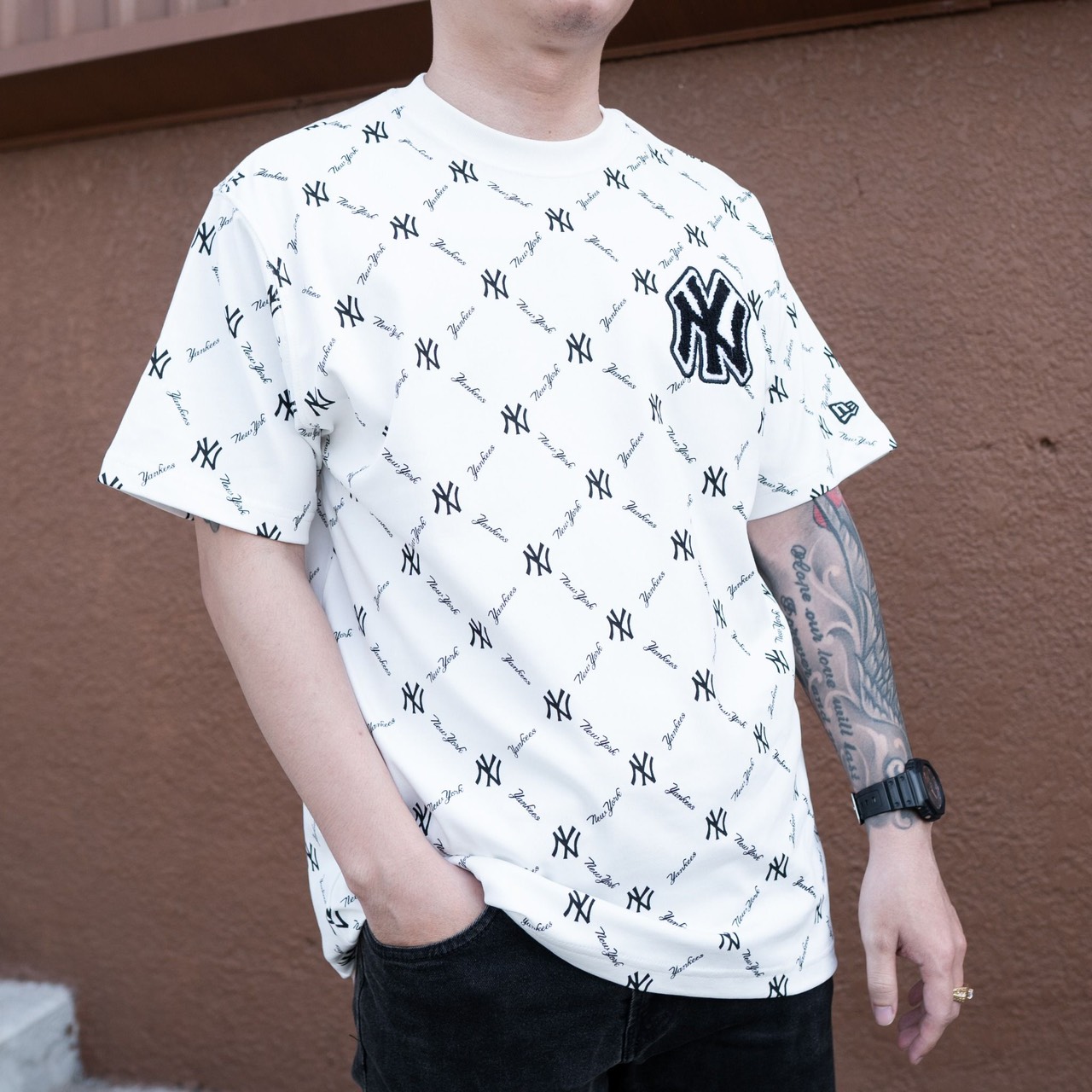 Áo Tshirts Chính Hãng - Áo Thun New Era MLB NY Monogram  White - 19500185