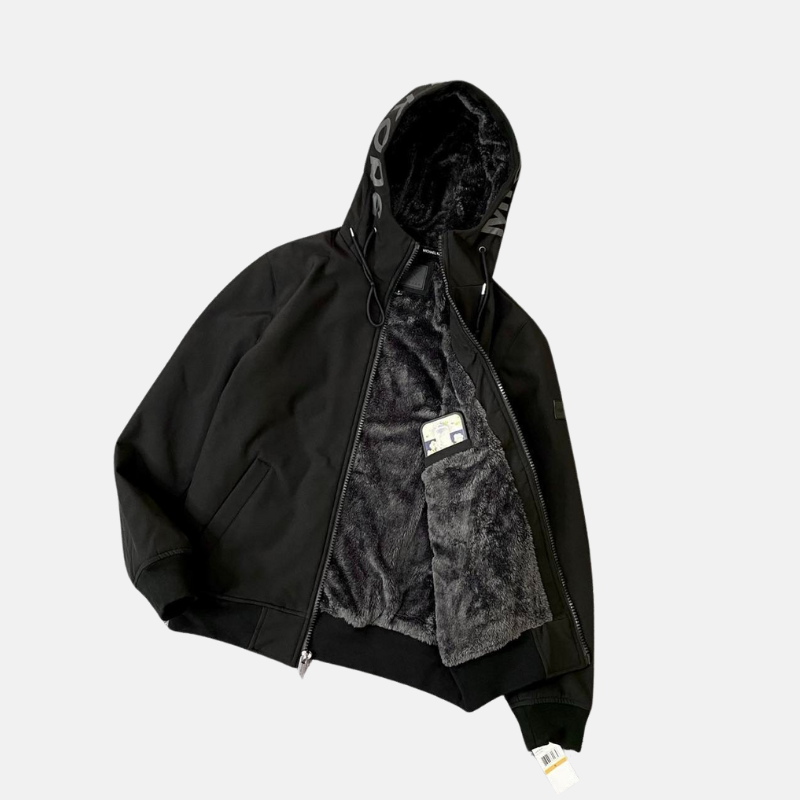 Áo Khoác Chính Hãng - Áo Khoác Lông Michael Kors Black Logo Vuông - MC69223