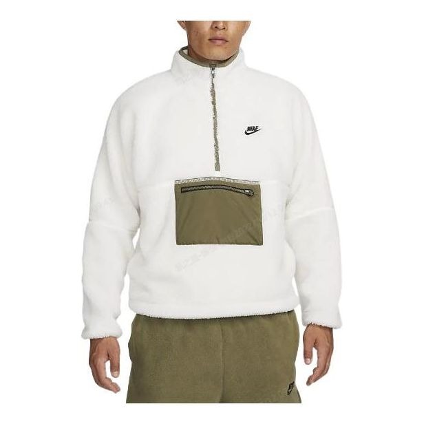 Áo Hoodie Chính Hãng  - Nike Club Winter half-zip fleece jacket 'White olive' -  DQ4881-133