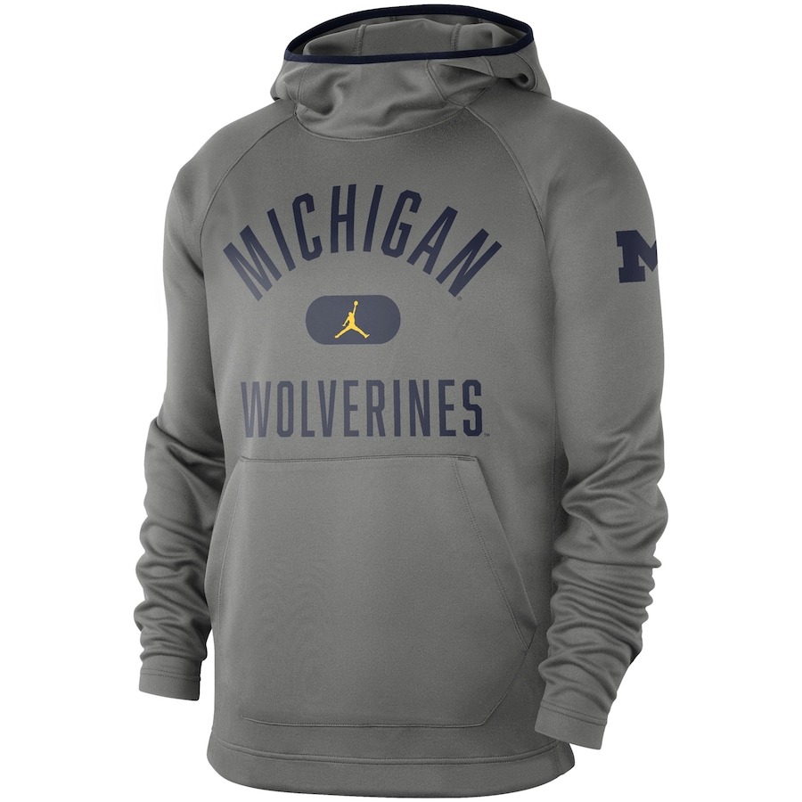 Áo Hoodie Chính Hãng - Jordan Brand Michigan Wolverines Gray Basketball Grey- AHD-023