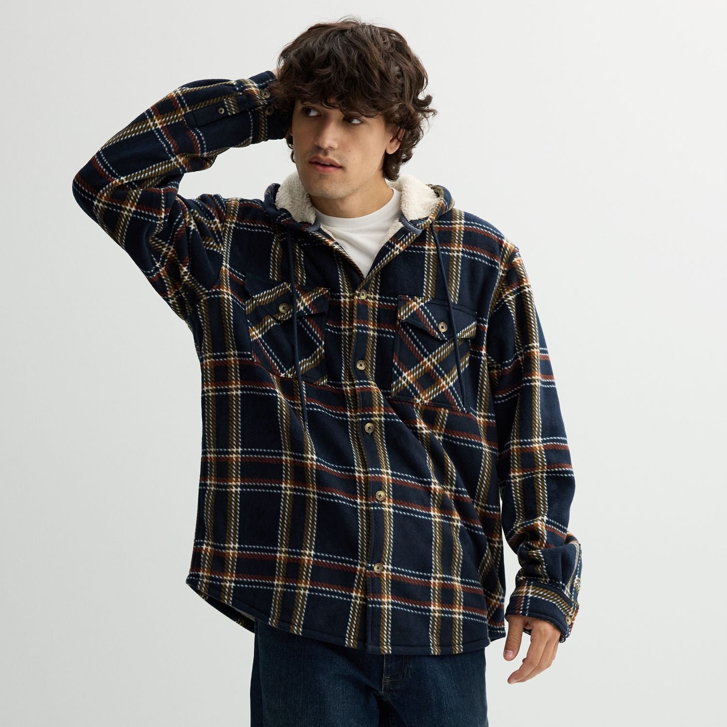 Áo Khoác Chính Hãng - Áo Khoác Đóng Cúc Nỉ Lông Cừu KOHL'S Trinity Coast Hooded 'Nâu/Navy' - DKOL243150-BRO