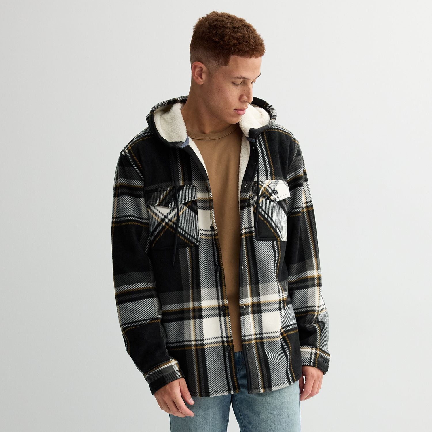 Áo Khoác Chính Hãng - Áo Khoác Đóng Cúc Nỉ Lông Cừu KOHL'S Trinity Coast Hooded 'Xám' - DKOL243150-GRE