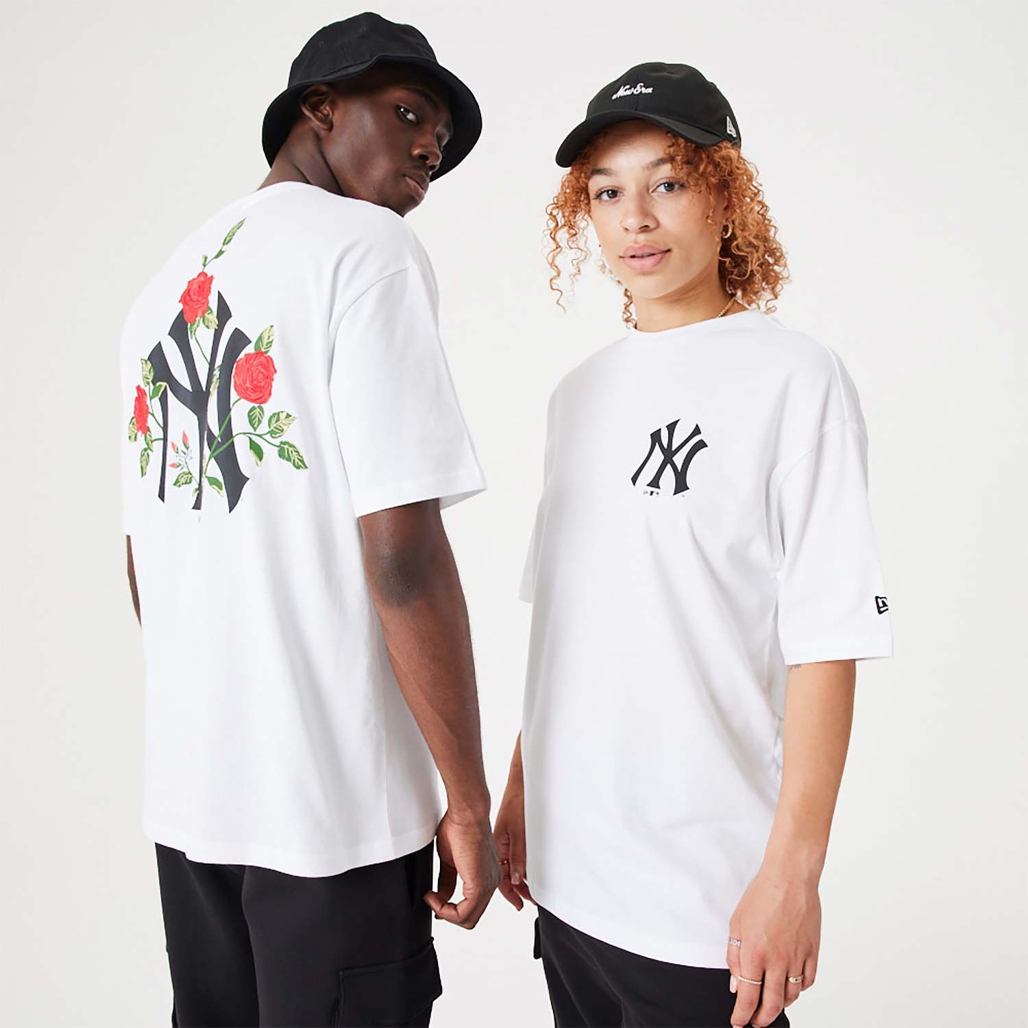 Áo Thể Thao Hè - Áo Thun Nam Nữ New Era Yankees MLB Floral Graphic White Oversized T-Shirt - 60332263 Quyetsneaker