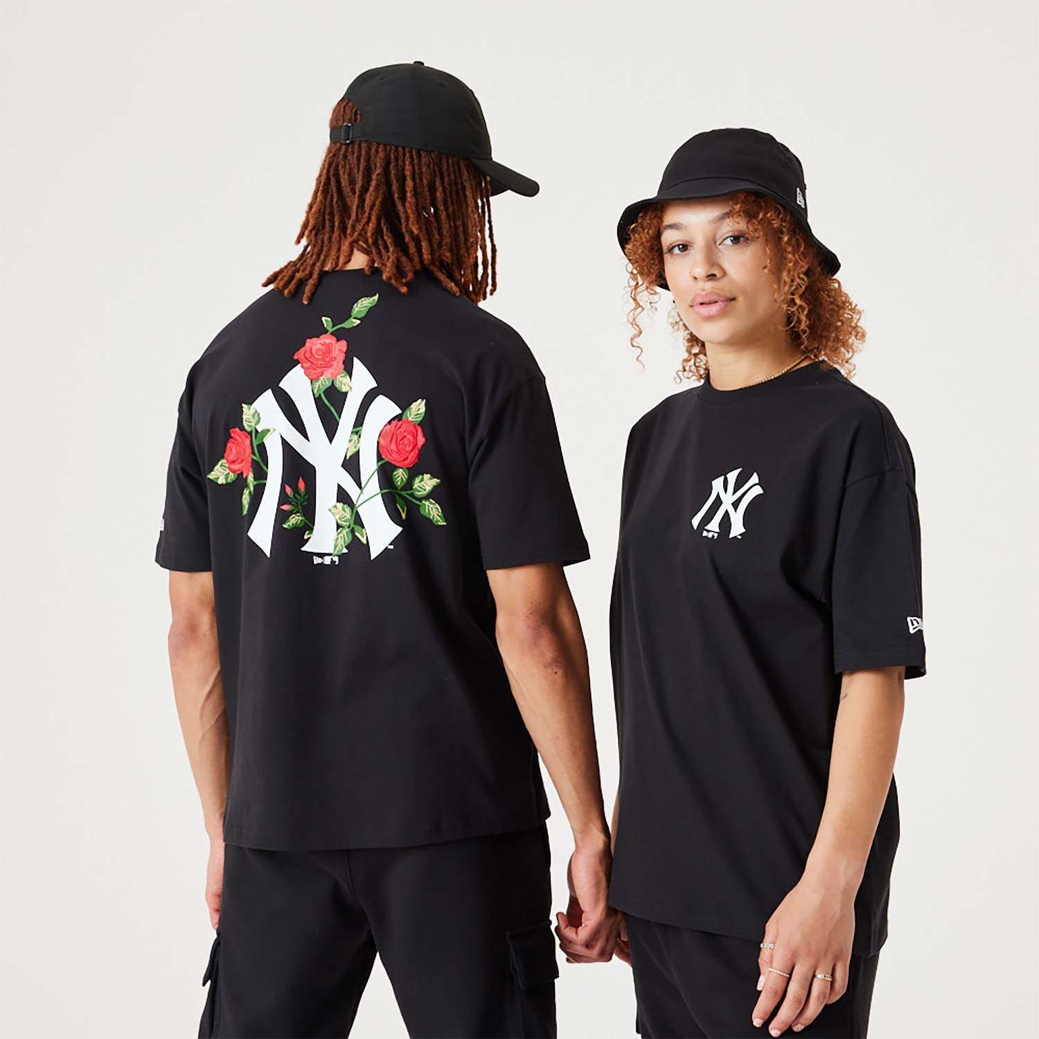 Áo Thể Thao Hè - Áo Thun Nam Nữ New Era Yankees MLB Floral Graphic Black Oversized T-Shirt - 60332266 Quyetsneaker