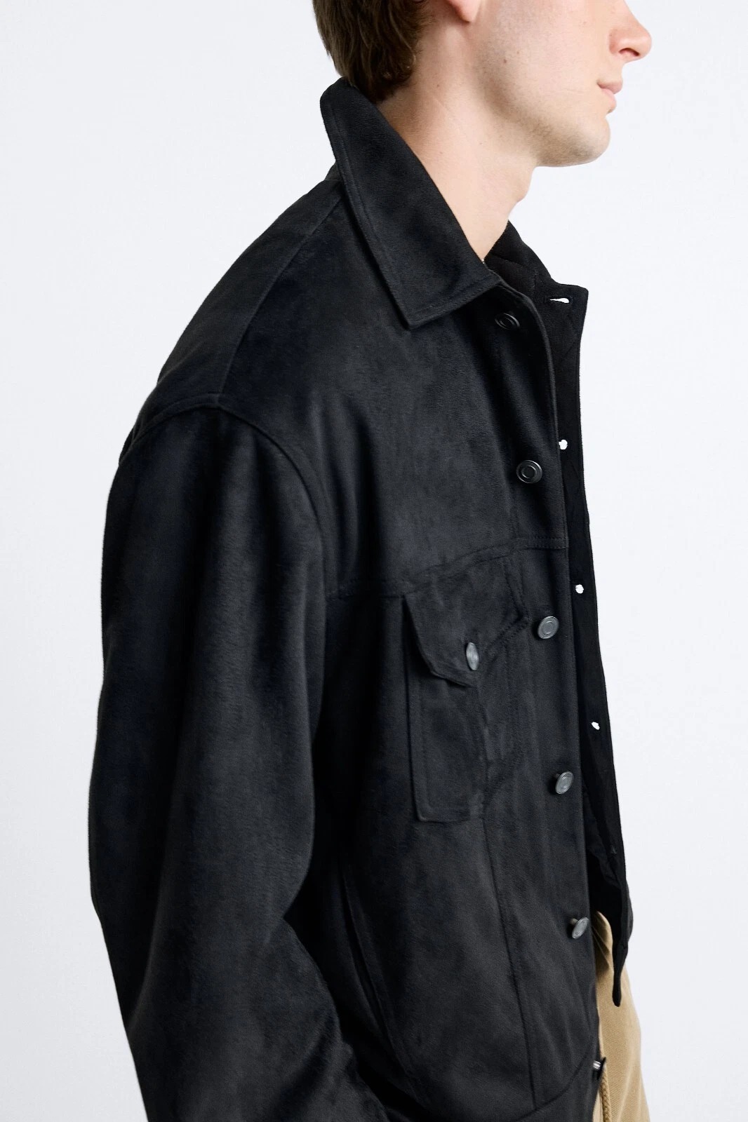 Áo Khoác Chính Hãng - Zara Boxy Fit Faux Suede Trucker Jacket 