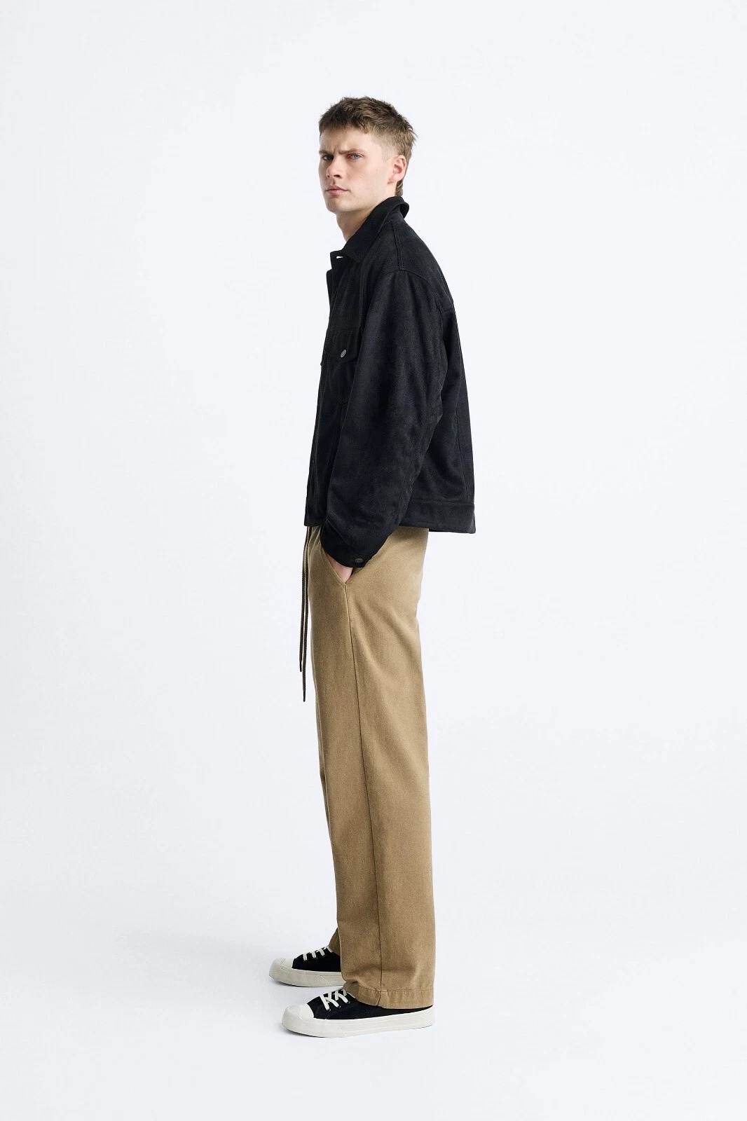 Áo Khoác Chính Hãng - Zara Boxy Fit Faux Suede Trucker Jacket 