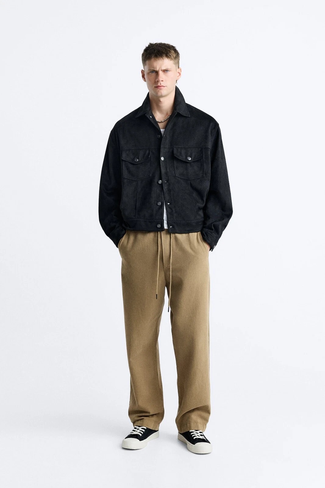 Áo Khoác Chính Hãng - Zara Boxy Fit Faux Suede Trucker Jacket 