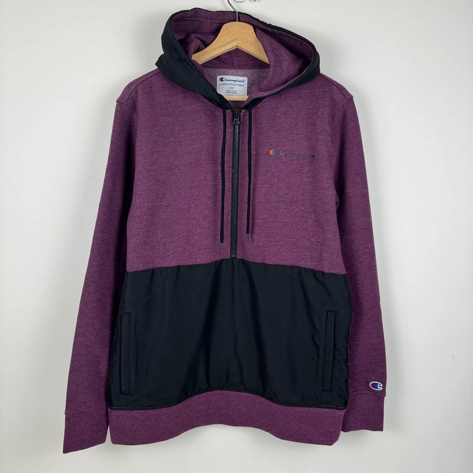  Áo Hoodie Chính Hãng - Champion Men’s Fleece Lined Hoodie “Purple/Black” - CH-QZ-PU1