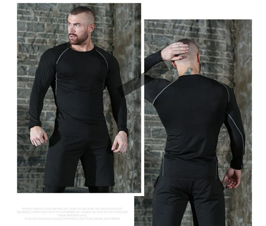 Bộ Pro Combat Training/Gym NANJIREN 3 Món (Set1) Đen Viền Trắng - NAN01