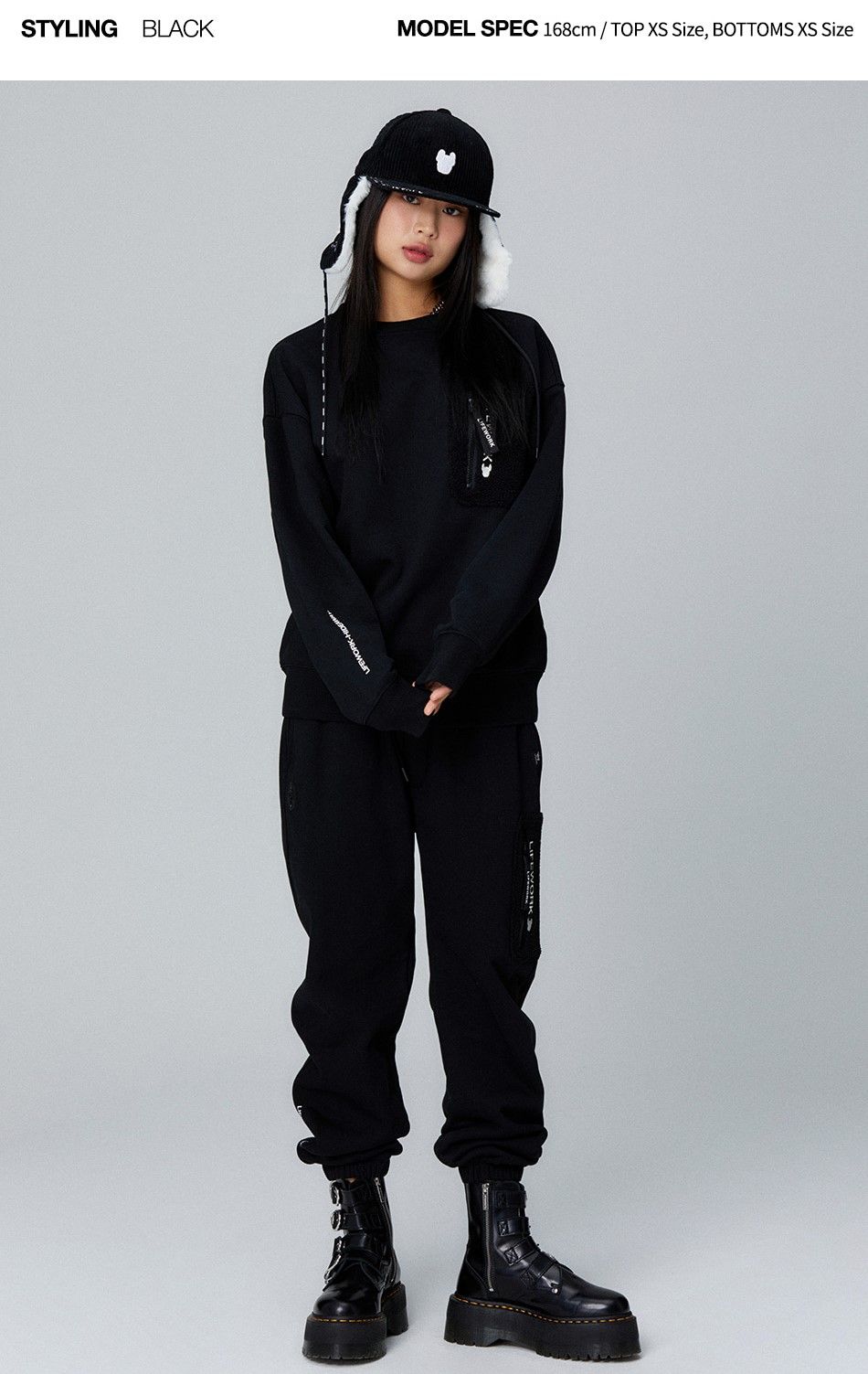 Bộ Thể Thao Chính Hãng - Life Work Dumble Pocket Sweatshirt Jogger Pants Black - LW224KL120