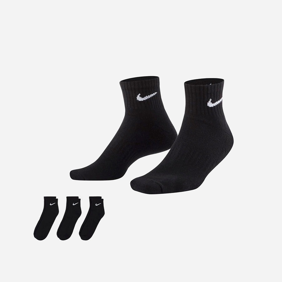 PHỤ KIỆN CHÍNH HÃNG - Tất Nike Everyday Cushioned Training Ankle Socks Black ( 3PAIRS ) - SX7667-010
