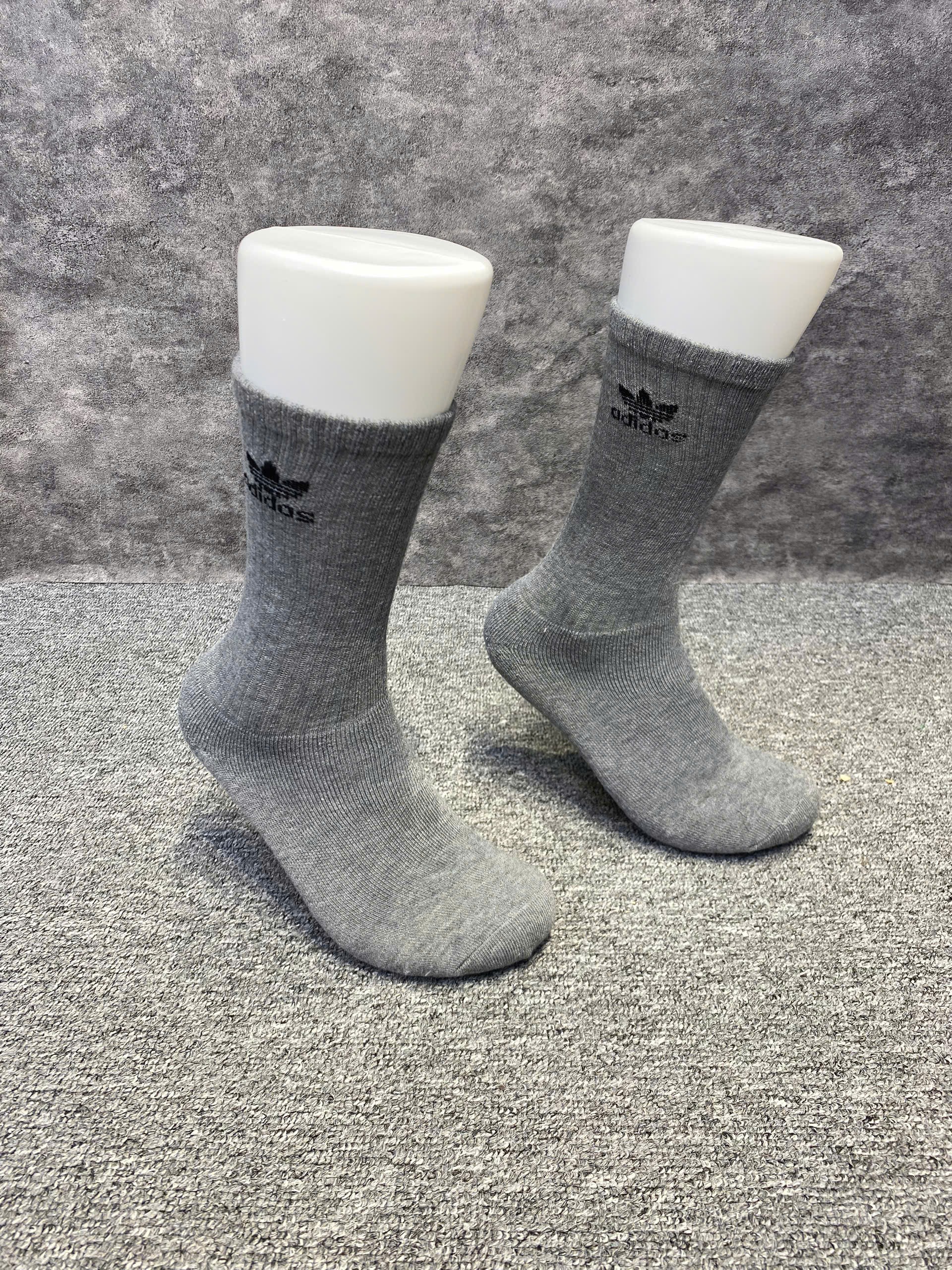 Phụ Kiện Chính Hãng - Tất Adidas Trefoil Crew Socks 6 Pairs / 6 đôi ''Xám '' - CI8726