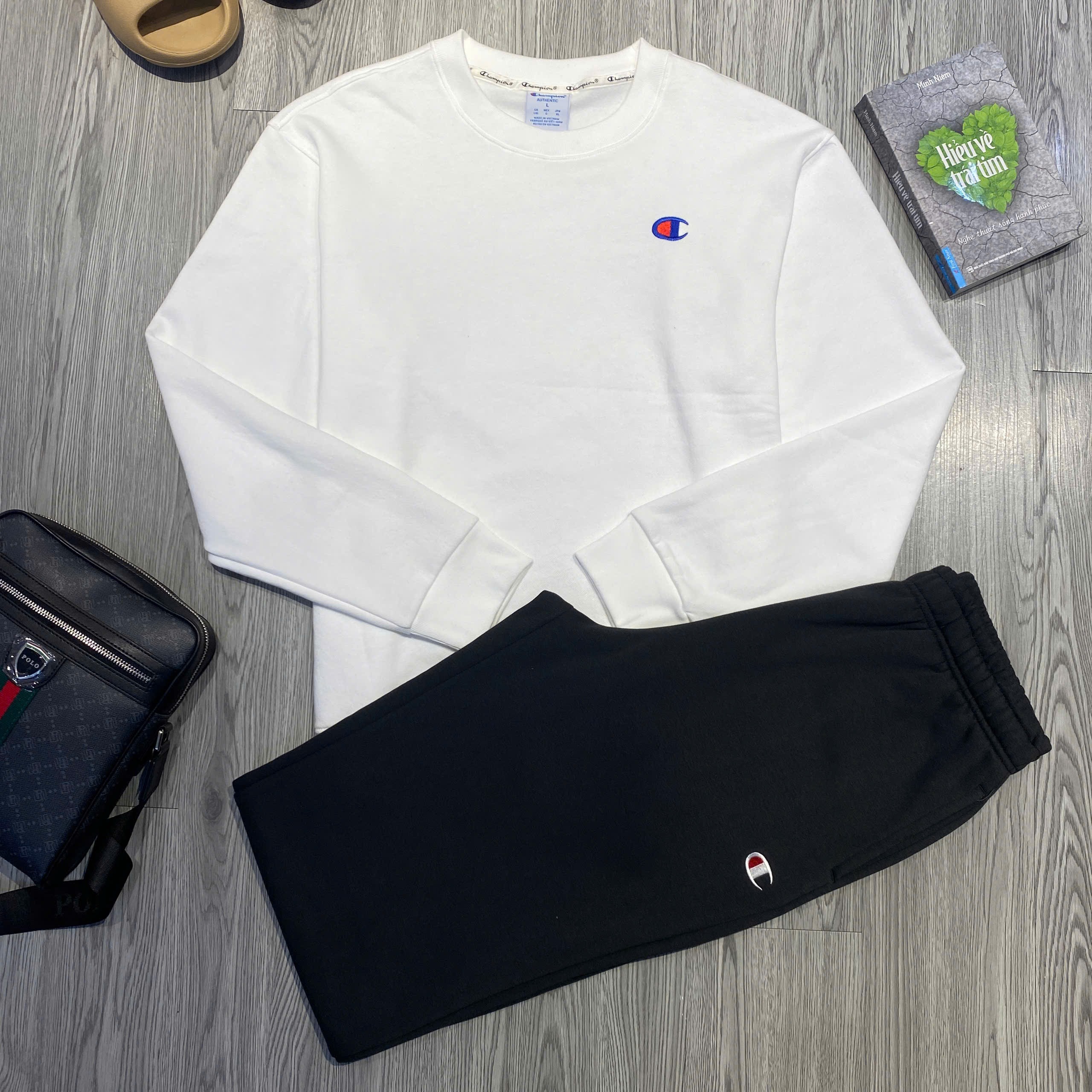 Quần Dài Chính Hãng - Quần Nỉ Bông Champion 'Black Light Gray' - GF07-935