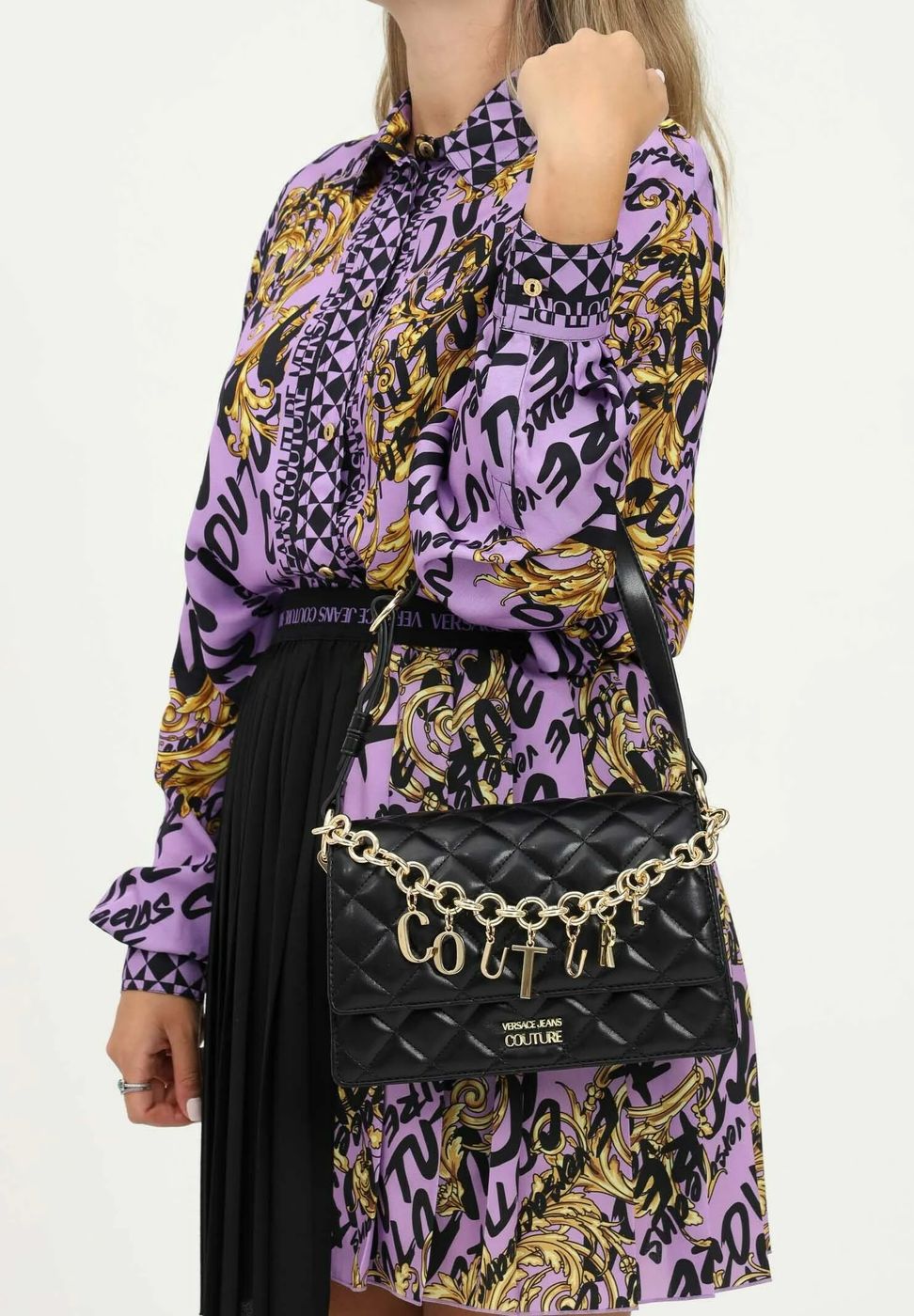 PHỤ KIỆN CHÍNH HÃNG - Túi Nữ Versace Jeans Couture BLACK Quilted shoulder bag - 73va4bc4-zs409899