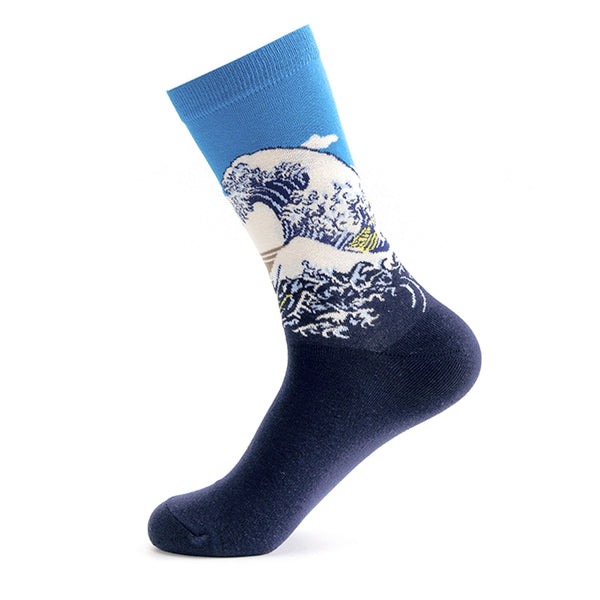 Phụ Kiện Chính Hãng - Tất Hot Sox The Great Wave off Kanagawa 'Blue' (5 đôi/pack) - HSW0145