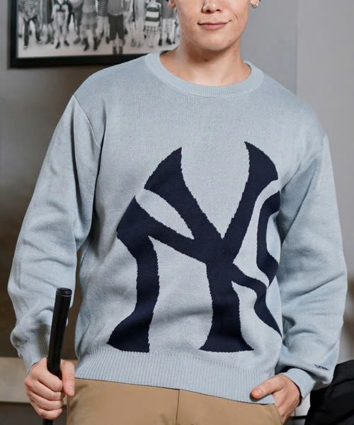 Áo Sweater Chính Hãng - Newera NY Golf KNIT Unisex Japan Genuine 2024 ''Baby Blue '' - 14326429
