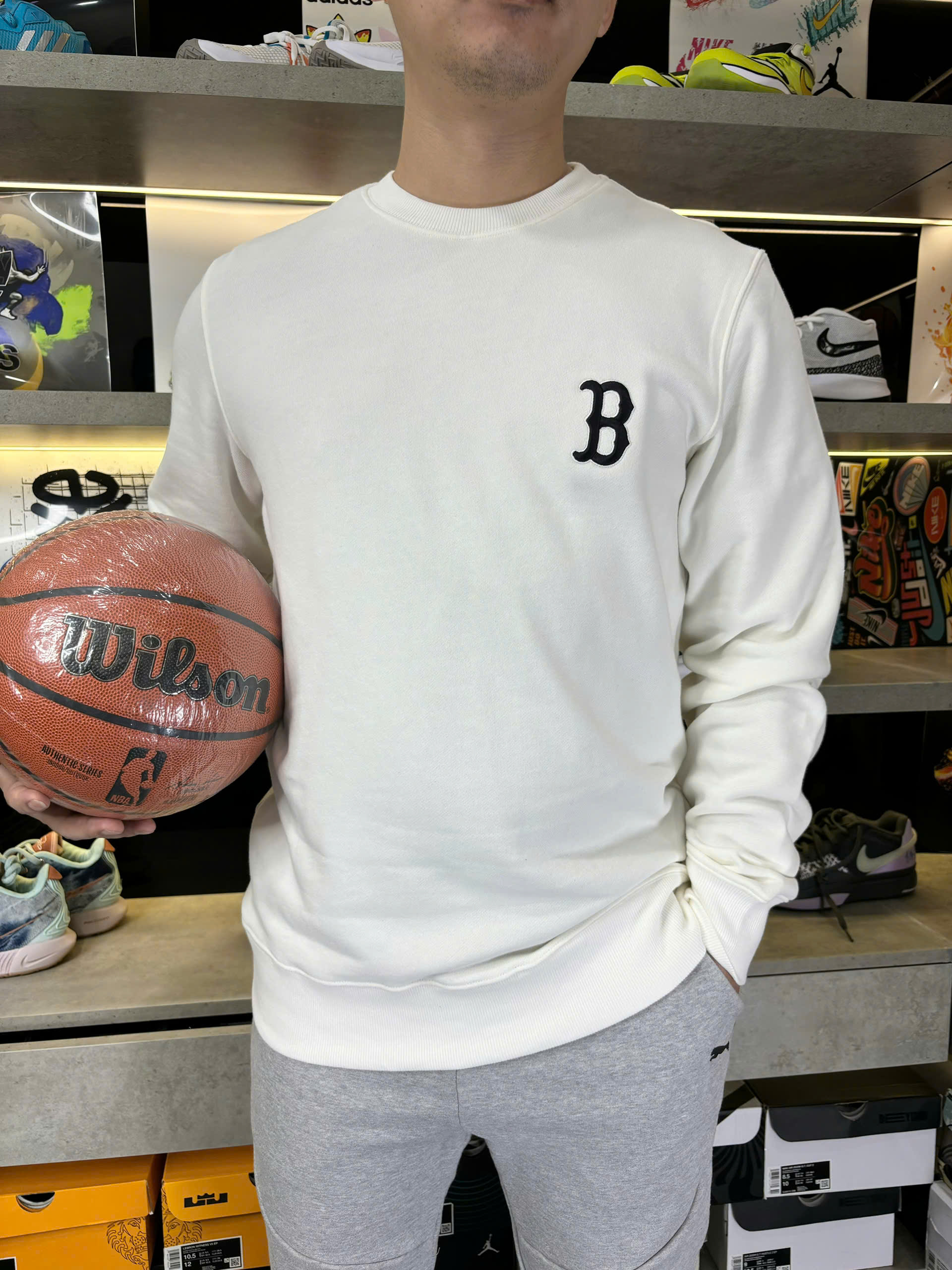 Áo Sweater Chính Hãng - Áo MLB Unisex Bosston 'White' - 3AMTM-100