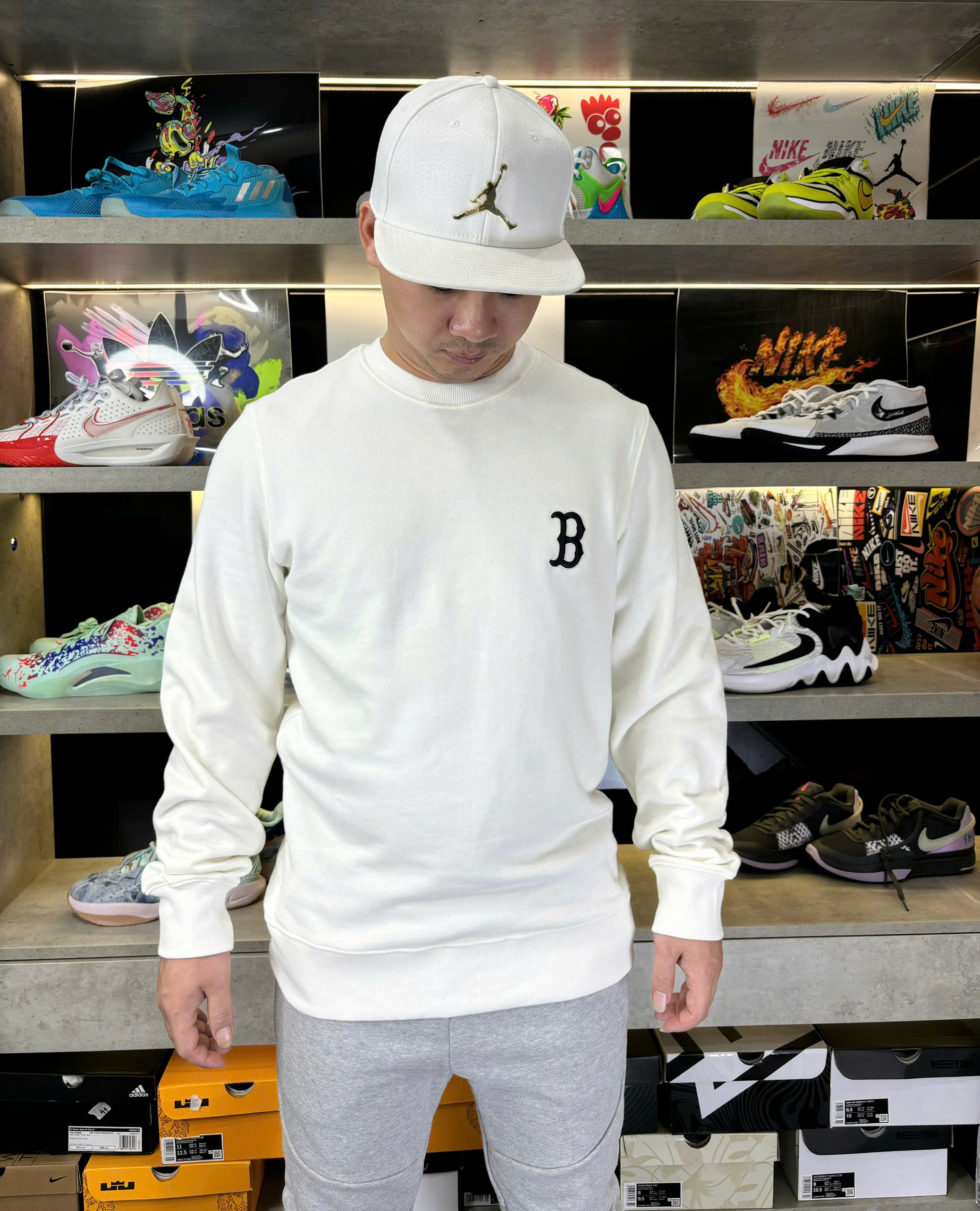 Áo Sweater Chính Hãng - Áo MLB Unisex Bosston 'White' - 3AMTM-100