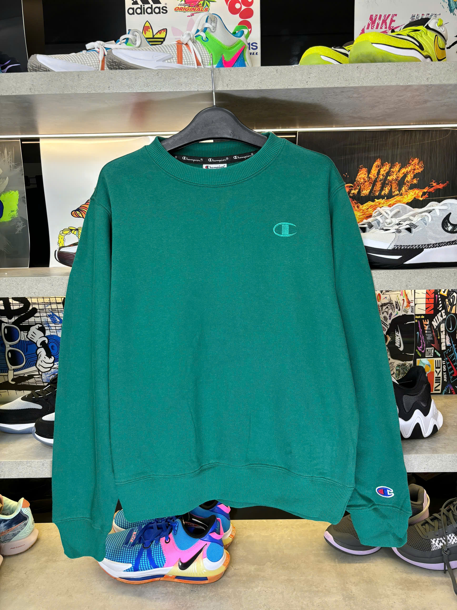 Bộ Thể Thao Chính Hãng - Bộ Nỉ Lót Bông  Champion Sweater '' Green'' - CB001