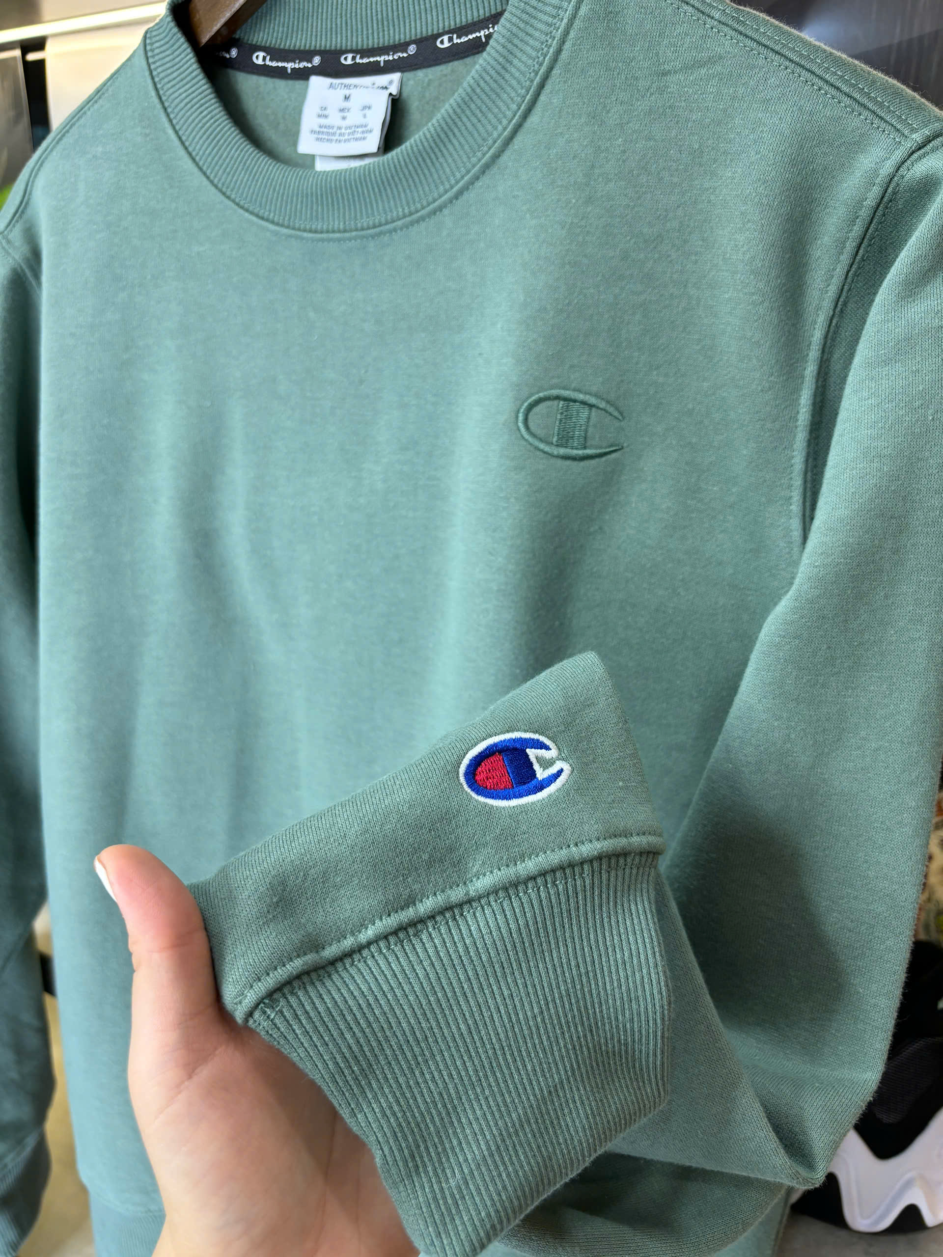 Bộ Thể Thao Chính Hãng - Bộ Nỉ Lót Bông  Champion Sweater '' Green'' - CB002