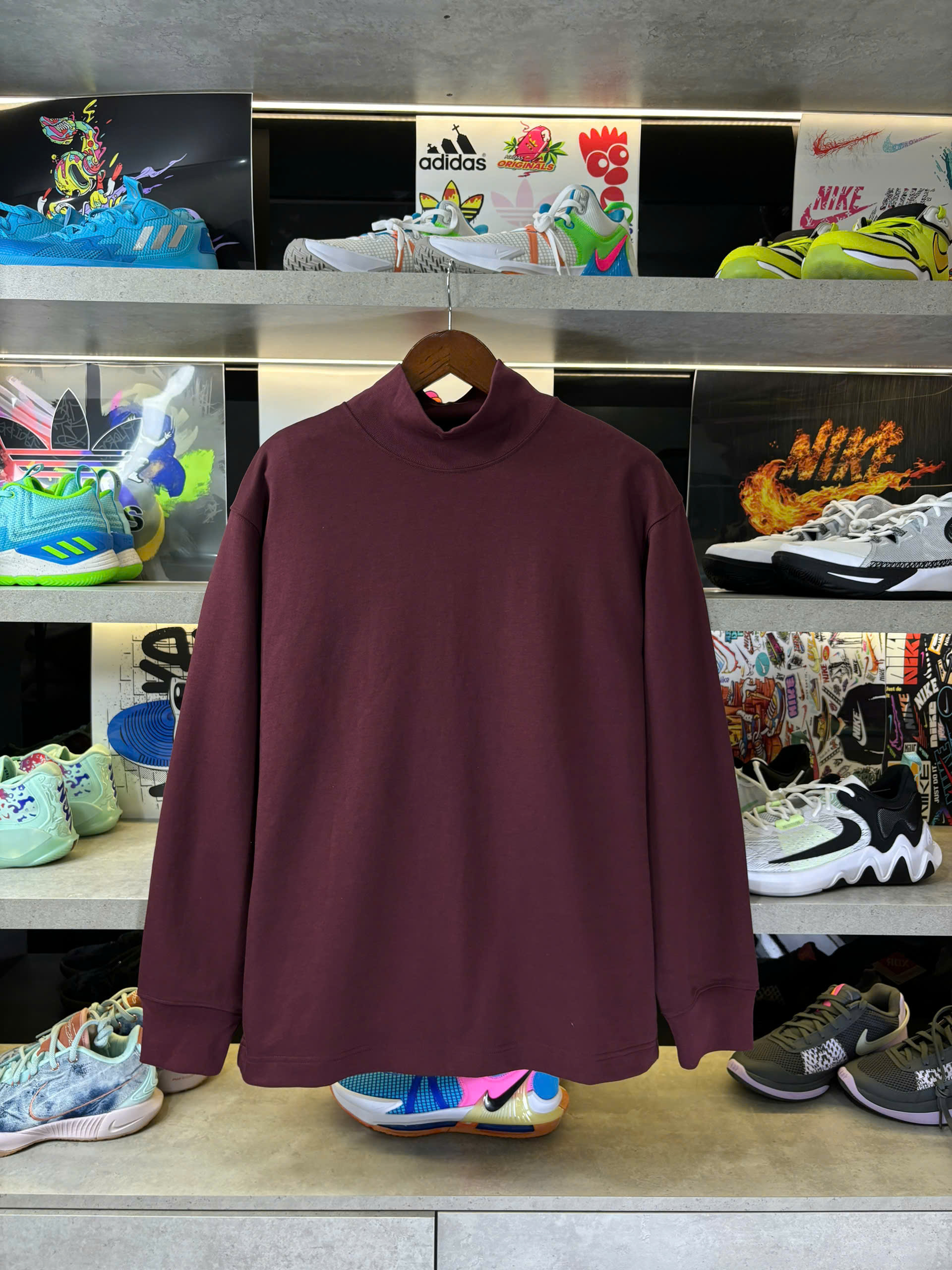 Áo Sweater Chính Hãng - Uniqlo Brushed Lined Mock Neck T-Shirt ''Wine ''- 4718061
