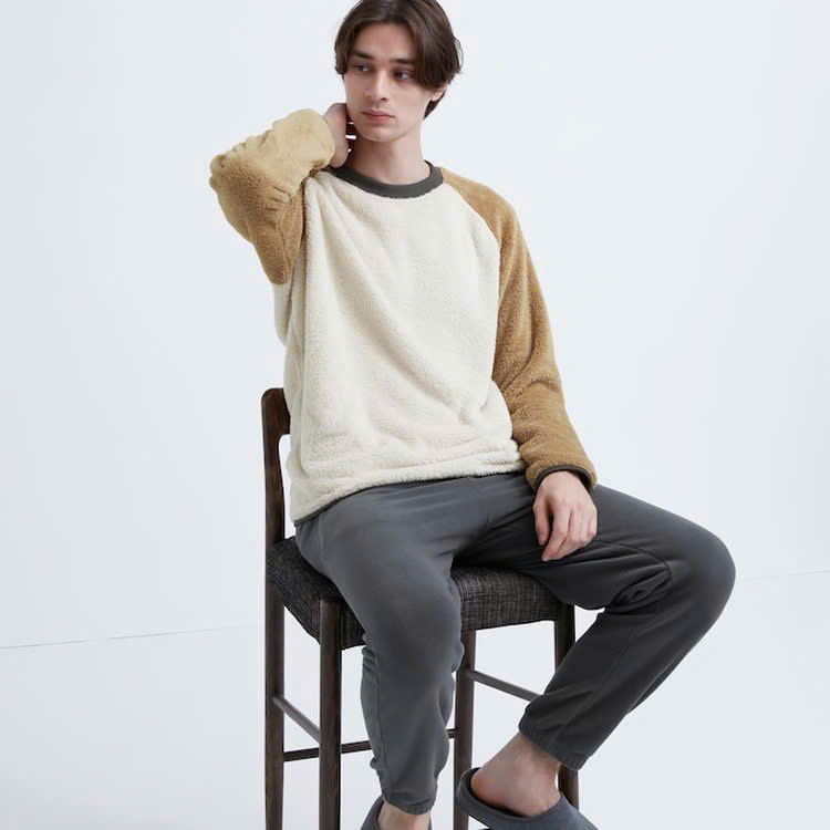 Bộ Thể Thao Chính Hãng - Uniqlo Colorblock Long Sleeve Set '' Light brown/Grey '' - UNI460269