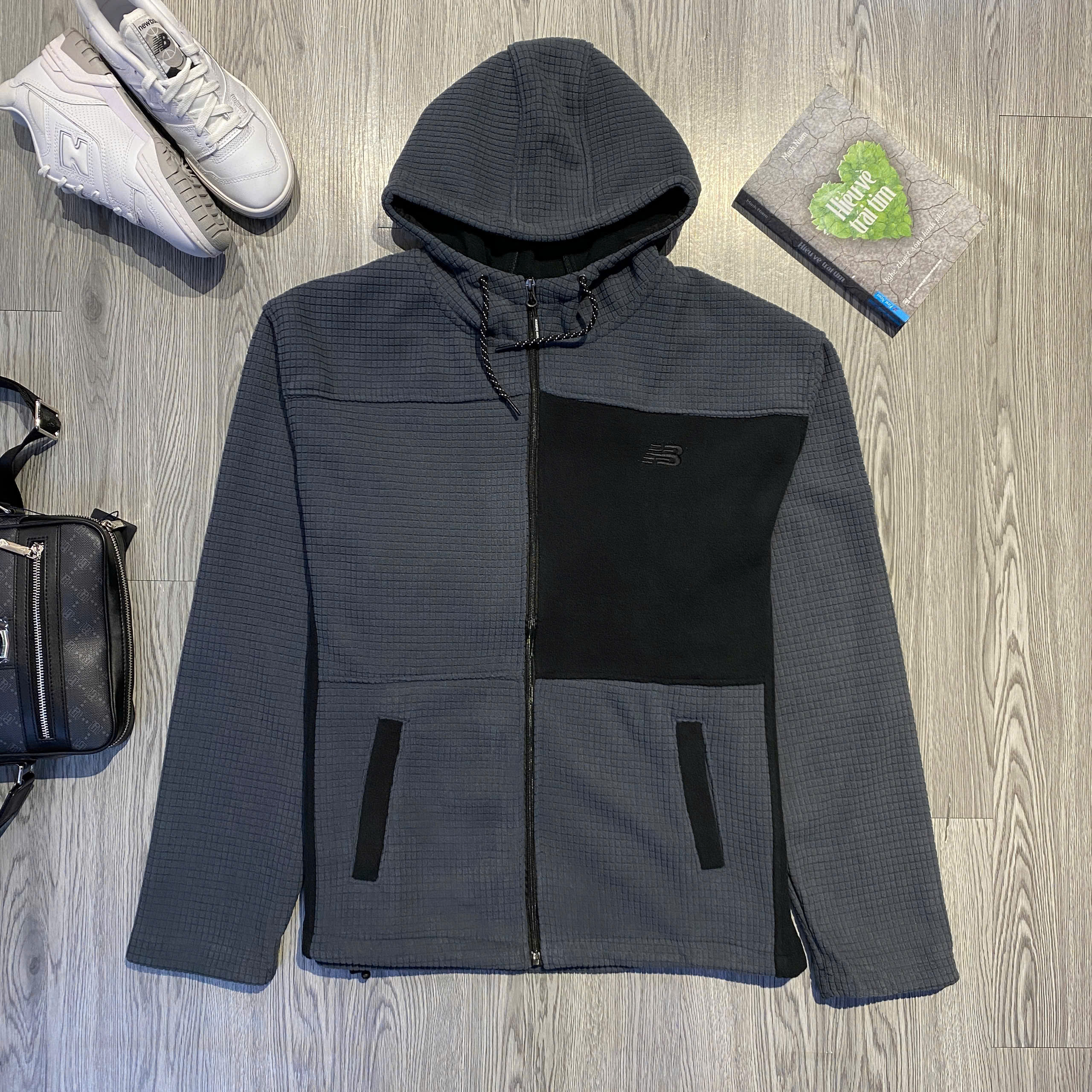 Áo Khoác Chính Hãng - New Balance Men’s Hoodie Jacket Dark Navy/Black - NB471372
