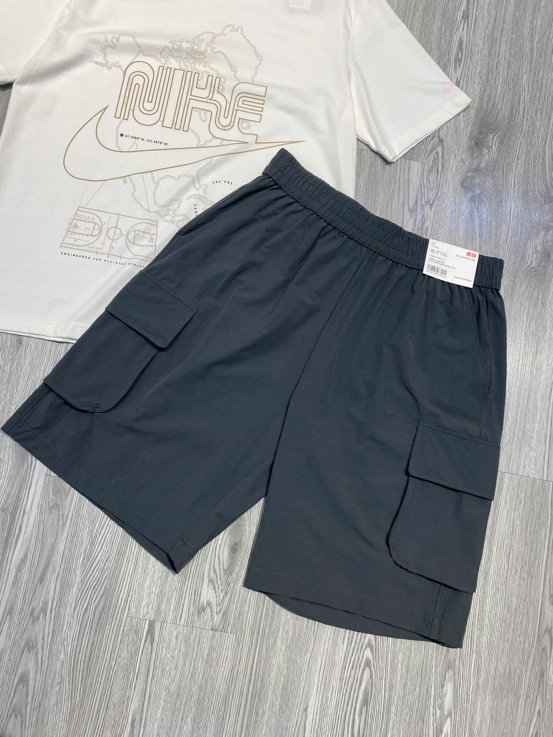 Quần Shorts Chính Hãng - Uniqlo Cargo Shorts in Khaki Fabric 'Black' - 272-467397-BLK