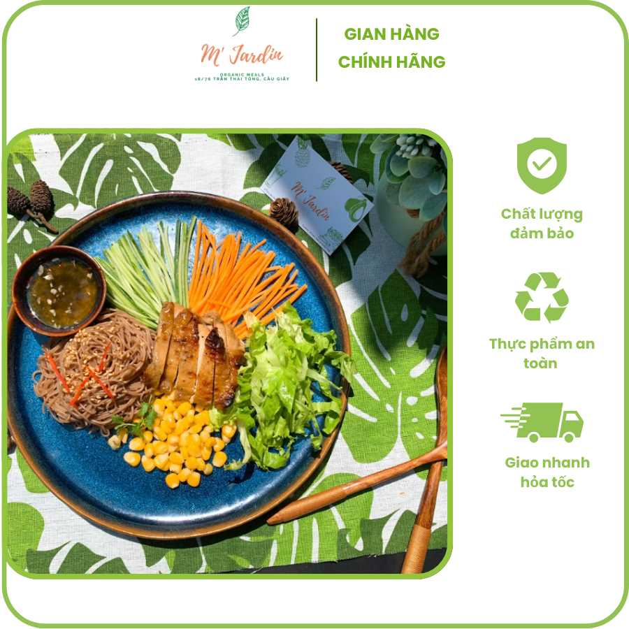 Bún gạo lứt trộn gà nướng BBQ