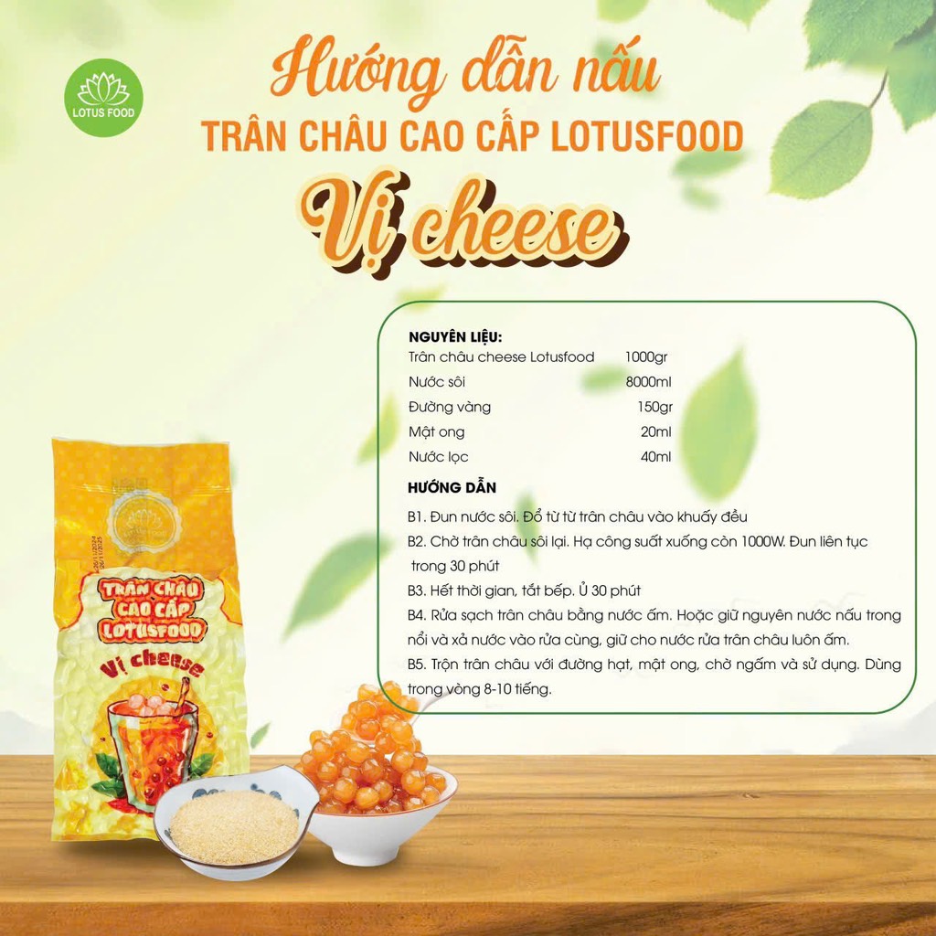 Trân châu Phô Mai Lotus Food túi 1kg