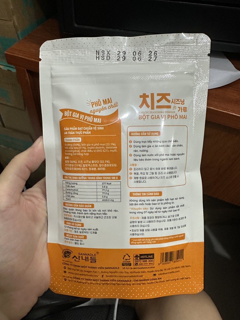Bột gia vị Phô mai O!Sa jang - Gói 100gr