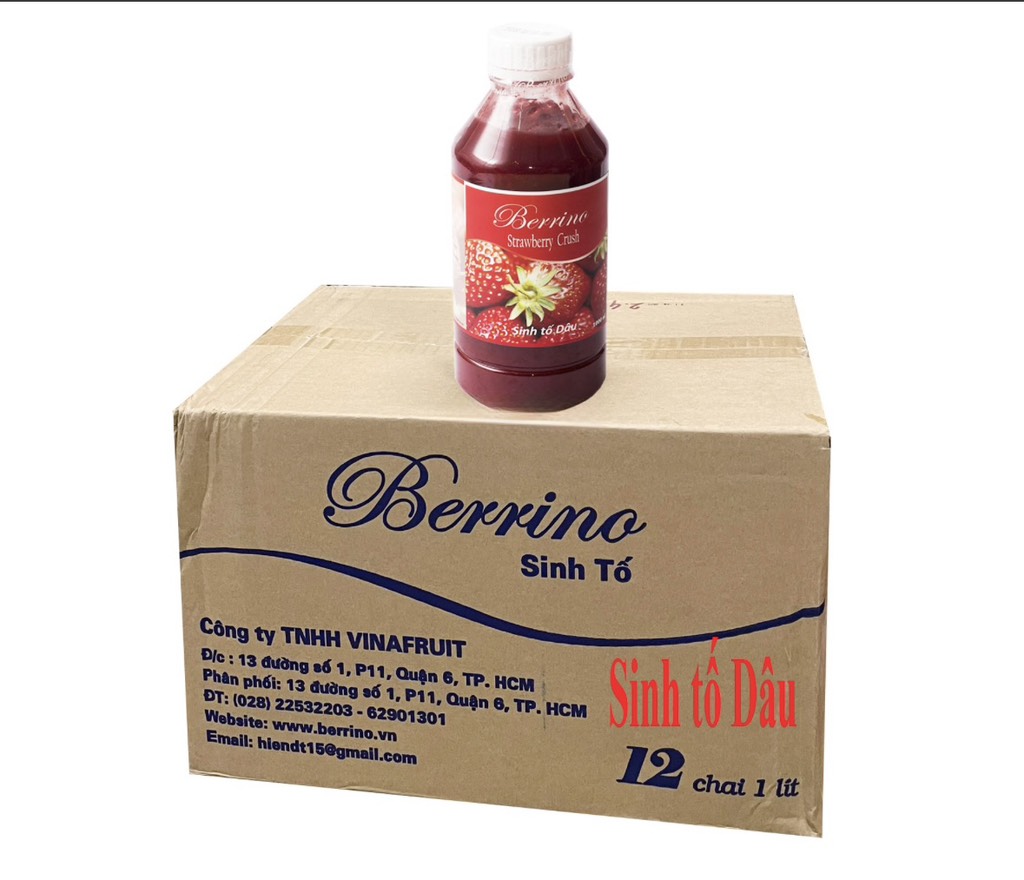 Sinh tố Berrino Dâu 1 lít - THÙNG 12 CHAI