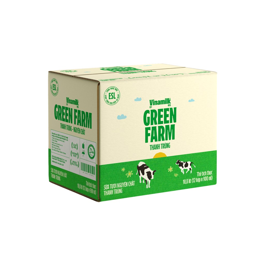 Sữa tươi thanh trùng Green Farm hộp 900g - THÙNG 12 HỘP